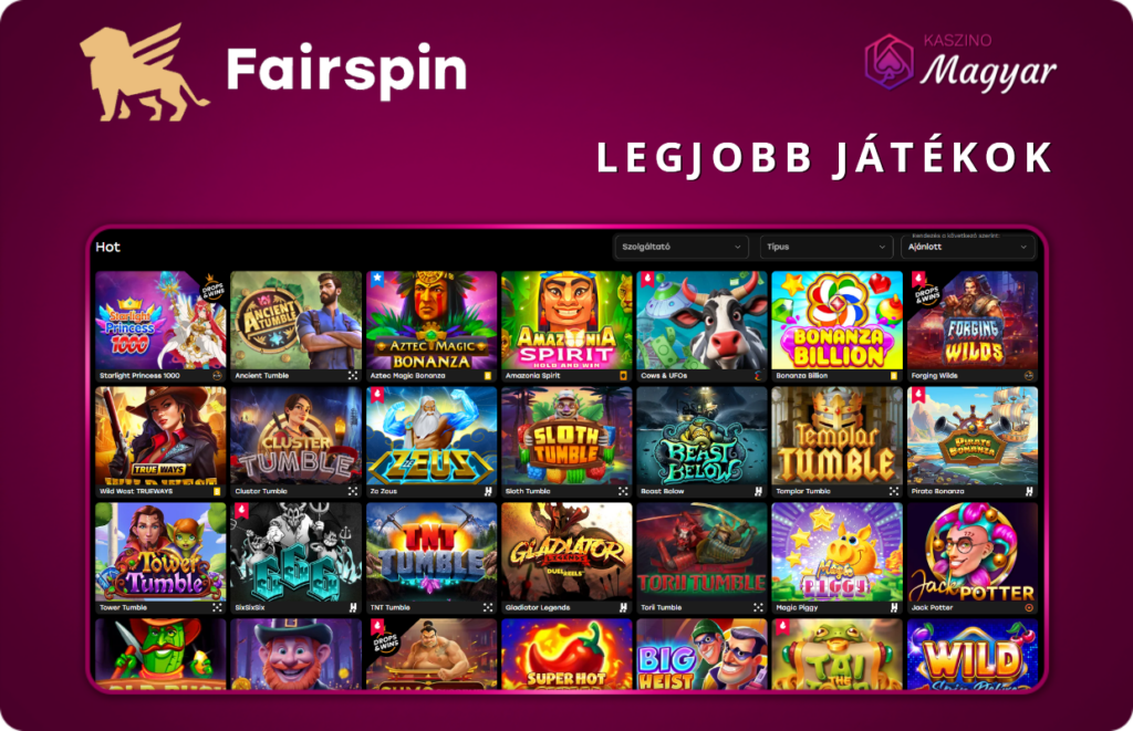 Fairspin legjobb játékok