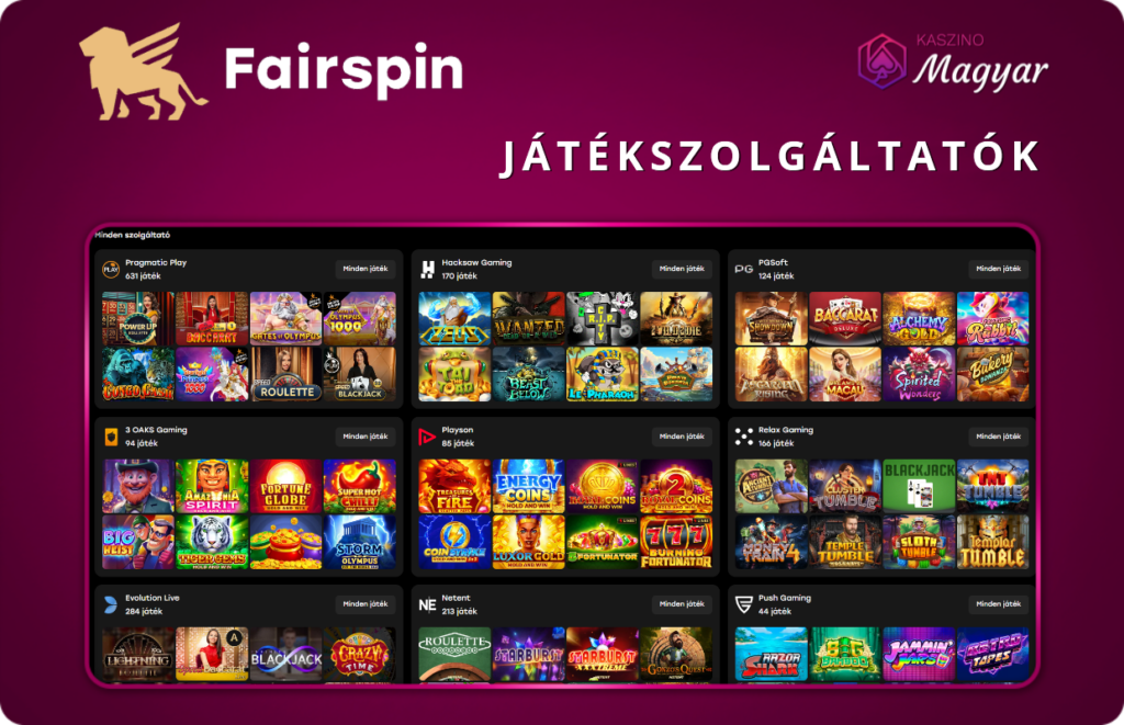 Fairspin játékszolgáltatók