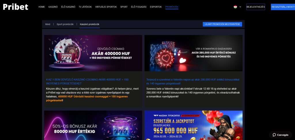 Milyen bónuszokat kínál a Pribet Casino?