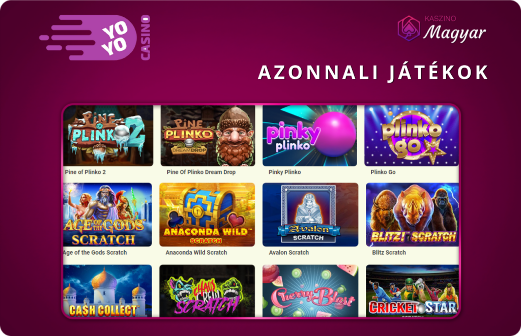 Azonnali játékok a YoYo Casinóban