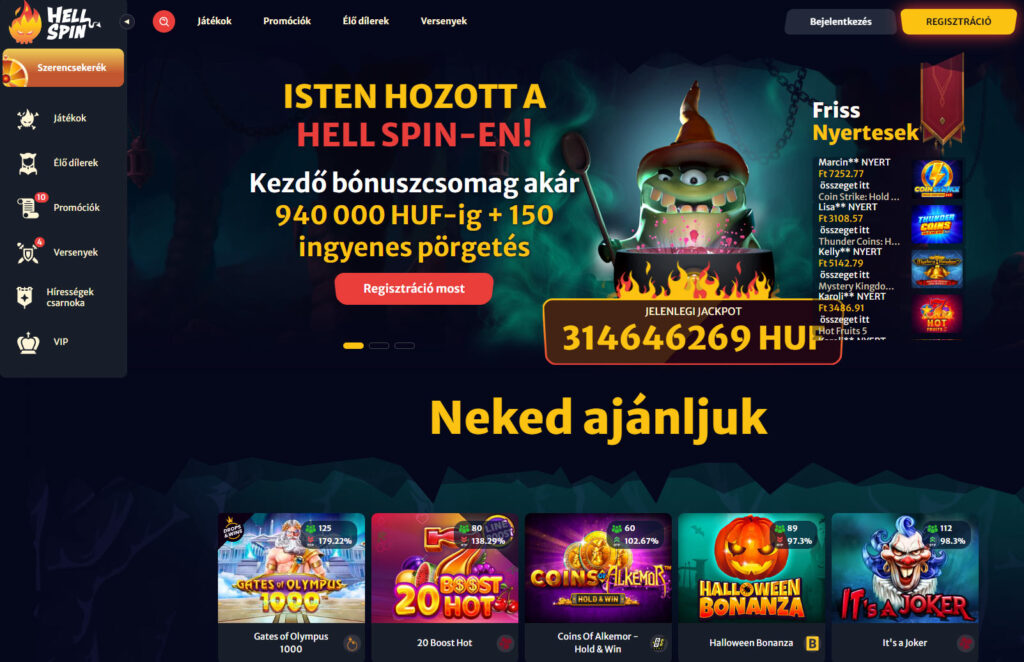 kaszinók ellenőrzés nélkül  Hellspin Casino